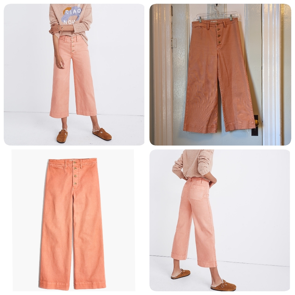 Emmett Wide-Leg Crop Pants: Button-Front Edition in Dried Coral Madewell